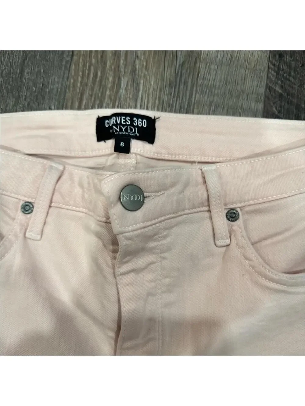 NYDJ Curves 360 Pastel Pink Slim Straight Stretch Ankle Length Jeans- Size 8 - Picture 3 of 8